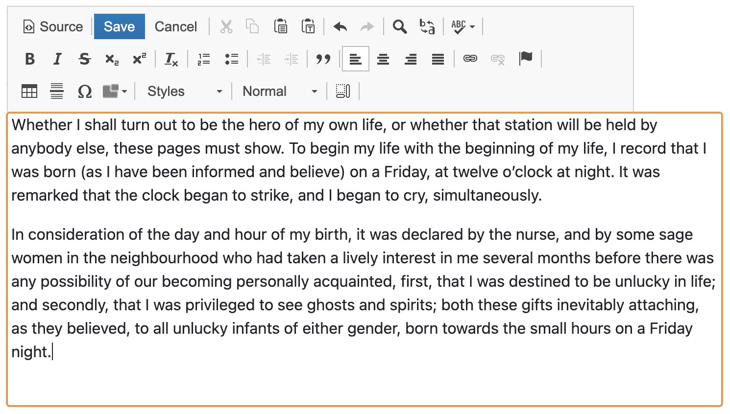 WYSIWYG editor
