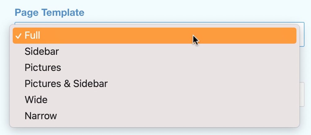 Choosing a Page Template